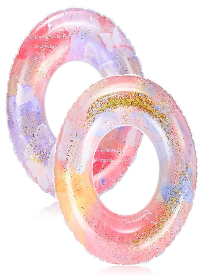 Wovnet 2 Pack Inflatable Pool Floats, Butterfly Floating Tubes 31.5" Swimming Ring Pool Essentials for Summer Beach Outdoor Bachelorette Party Supplies Favor - Image 1