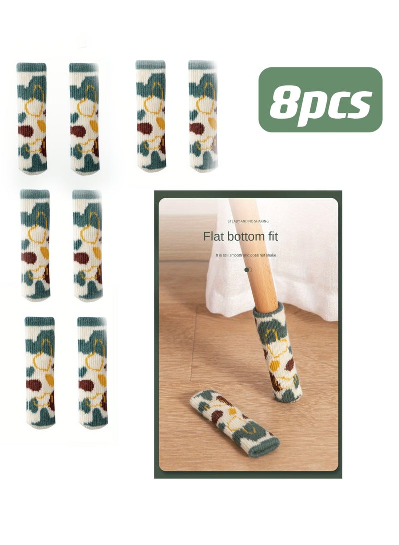 8pcs Furniture Leg Covers - High Elastic Knitted Chair Leg Cover Protector, Beautiful Pattern Thickened Chair Leg Cover Set, Move Easily and Reduce Noise - Image 1