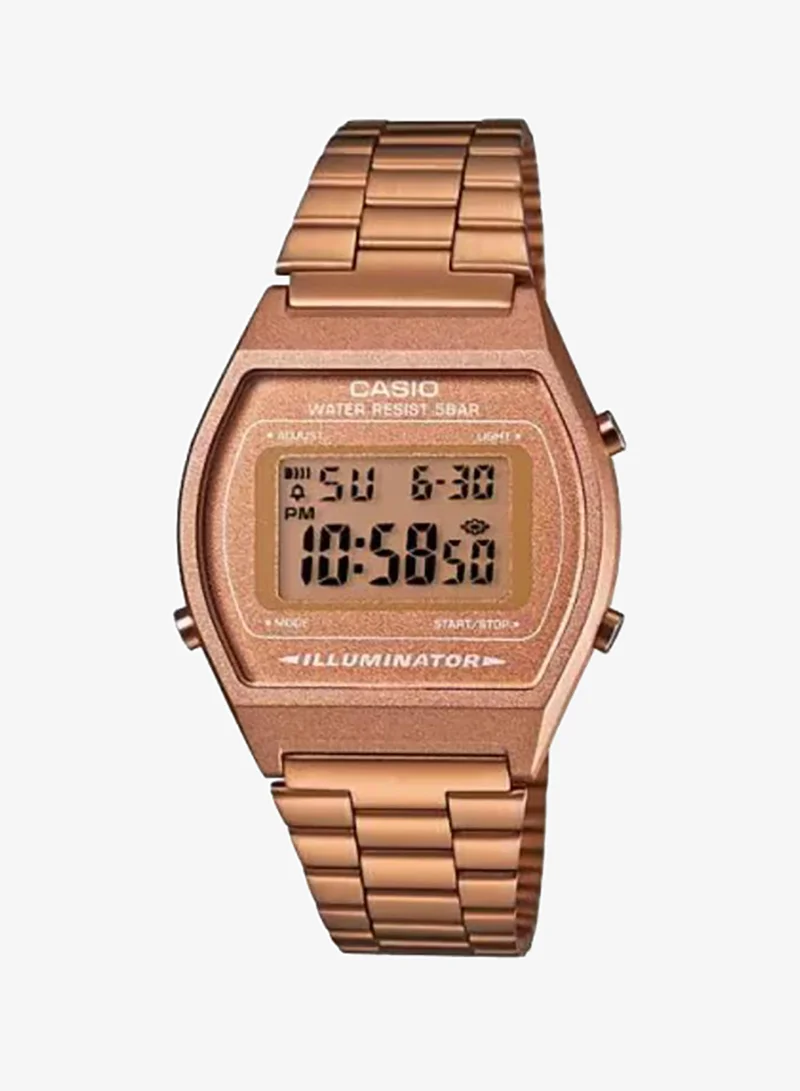 Casio Men's Digital Display Watch With Rose Gold Stainless Steel Strap - B640WC-5A