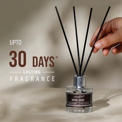 aromahpure مجموعة معطر الهواء الفاخر من أرومابيور - عود | 60 مل مع 4 عيدان ألياف طويلة الأمد حتى 35 يوم | معطر غرفة لغرفة النوم، الحمام، المكتب | خالٍ من السموم، علاج عطري، تخفيف التوتر - Image 4
