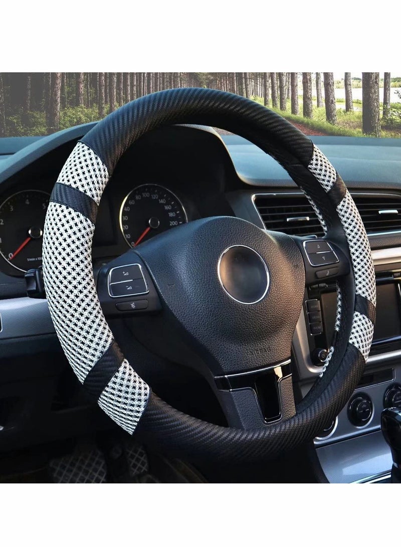 Excefore Steering Wheel Covers Carbon Fiber Anti-Slip Microfiber Auto Cars Interior Accessories Universal Automobile Interior Accessories Sports Car Steering Wheel Cover Protector Universal Diameter 38cm - Image 2