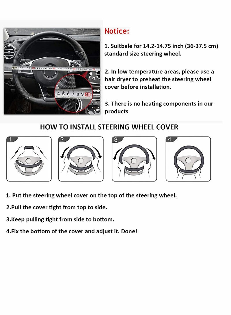 Excefore Steering Wheel Covers Carbon Fiber Anti-Slip Microfiber Auto Cars Interior Accessories Universal Automobile Interior Accessories Sports Car Steering Wheel Cover Protector Universal Diameter 38cm - Image 4