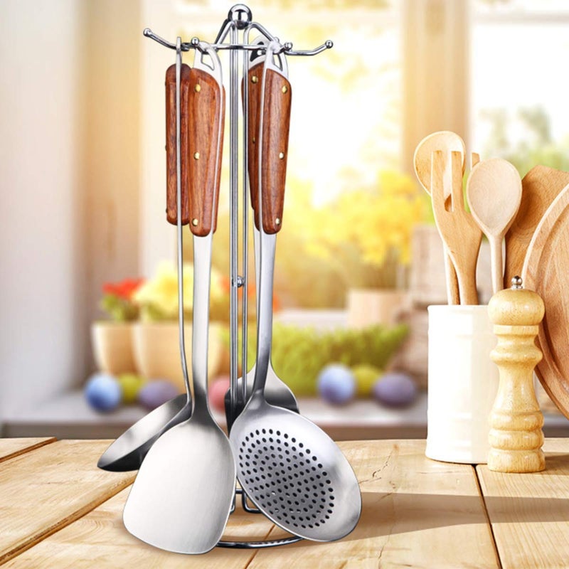windkart Chinese Wok Spatula 304 Stainless Steel Spatula with Heat Resista1nt Wooden Handle Wok Utensils 145Inch1PCS Plain Wok Spatula - Image 3