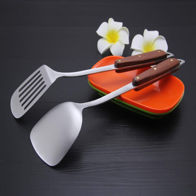windkart Chinese Wok Spatula 304 Stainless Steel Spatula with Heat Resista1nt Wooden Handle Wok Utensils 145Inch1PCS Plain Wok Spatula - Image 5