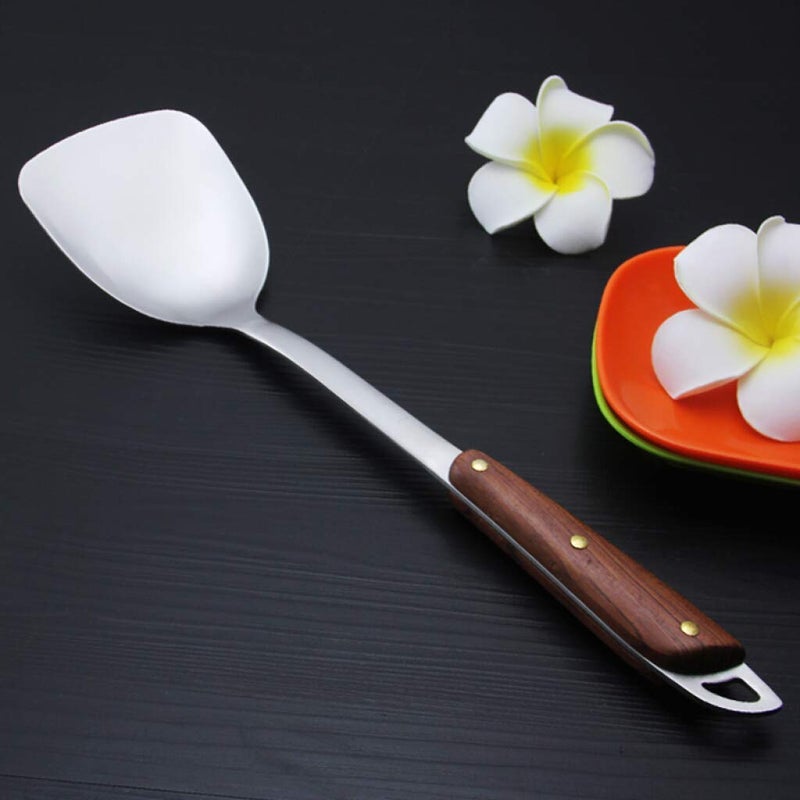windkart Chinese Wok Spatula 304 Stainless Steel Spatula with Heat Resista1nt Wooden Handle Wok Utensils 145Inch1PCS Plain Wok Spatula - Image 1