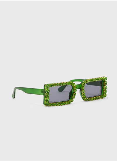 ELLA Jeweled Slim Cat Eye Sunglasses