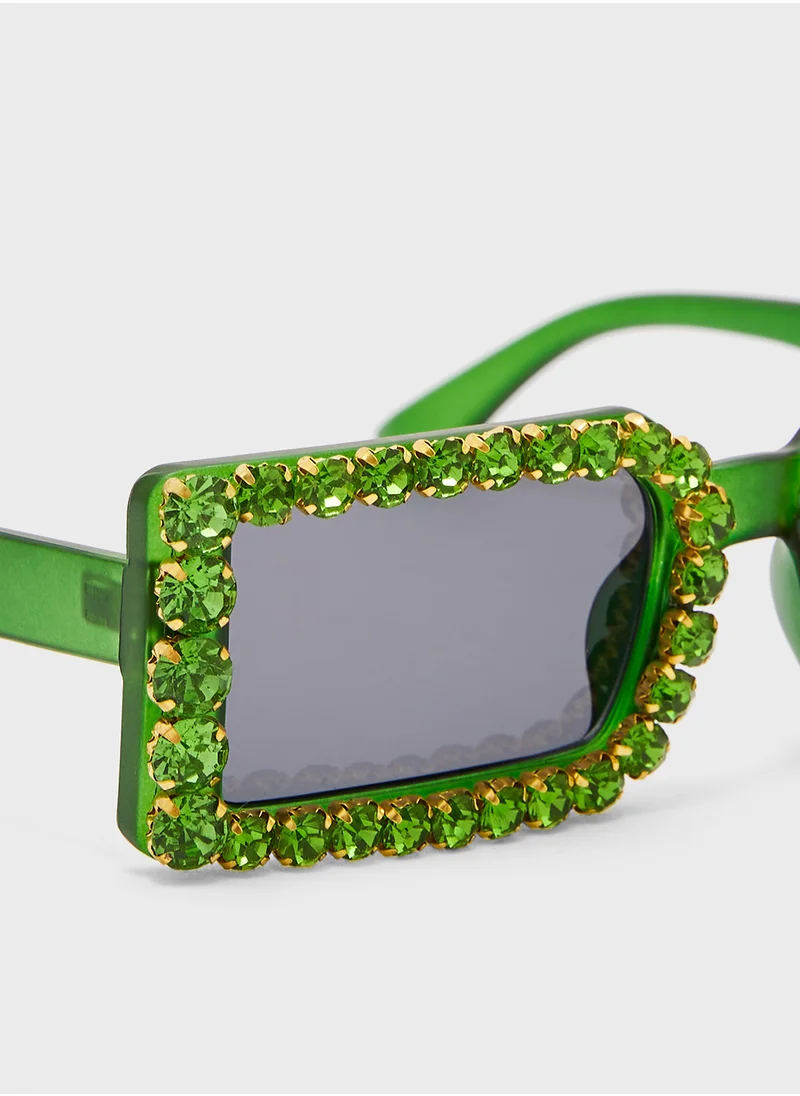 ELLA Jeweled Slim Cat Eye Sunglasses