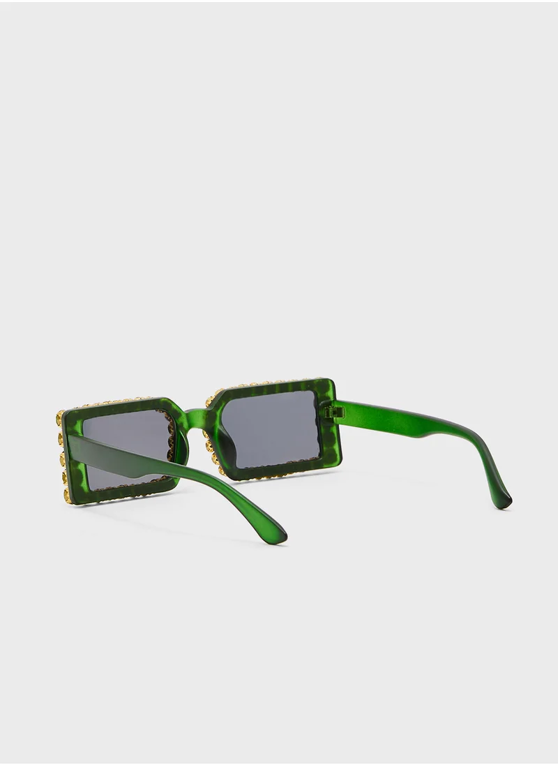 ELLA Jeweled Slim Cat Eye Sunglasses