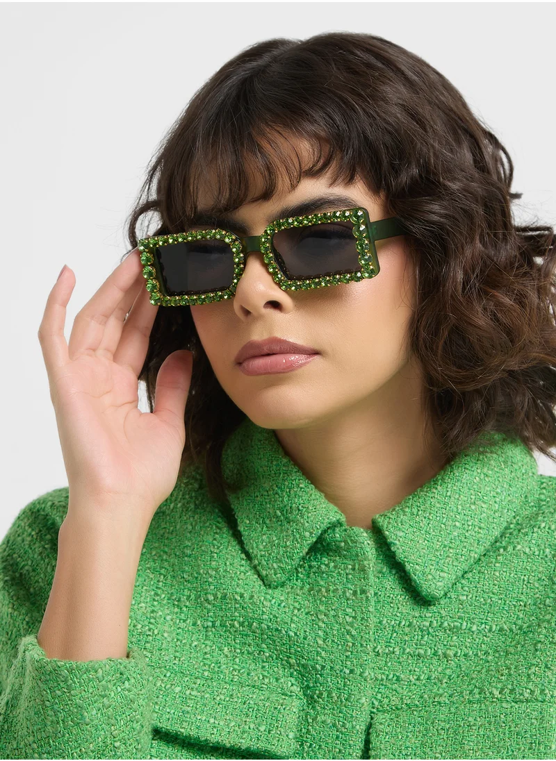 ELLA Jeweled Slim Cat Eye Sunglasses
