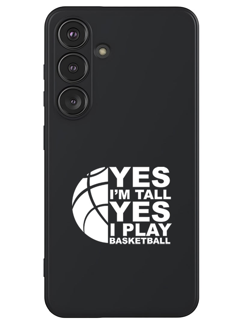 Theodor Protective Slim Fit Case Liquid Silicone Cover with Full Body Protection Anti-Scratch Shockproof Case For Samsung Galaxy S25 (Black) - Basketball White - Image 1