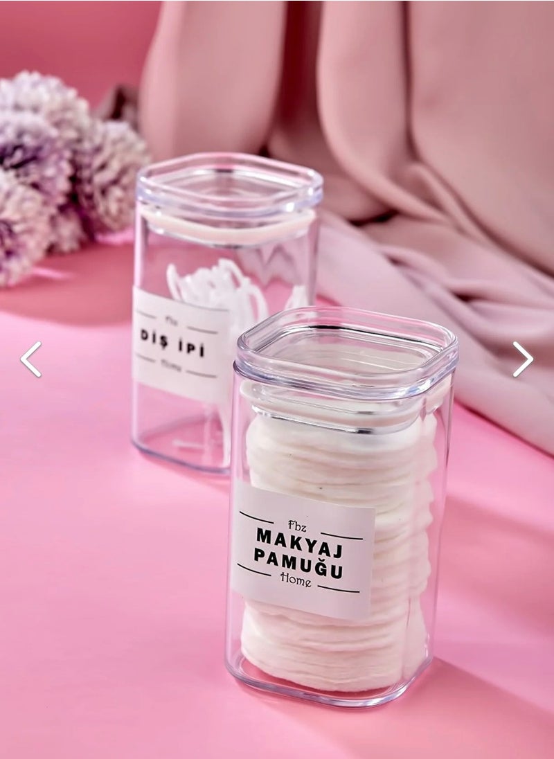 Fbz Home 2-Piece Covered Acrylic Dental Floss & Make-up Cotton Bathroom Set 250 ml  - Image 2
