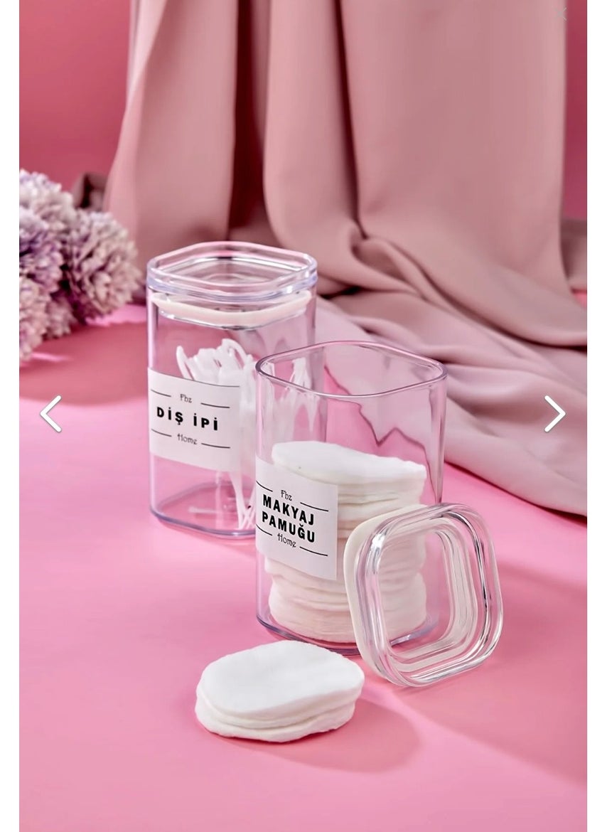 Fbz Home 2-Piece Covered Acrylic Dental Floss & Make-up Cotton Bathroom Set 250 ml  - Image 3