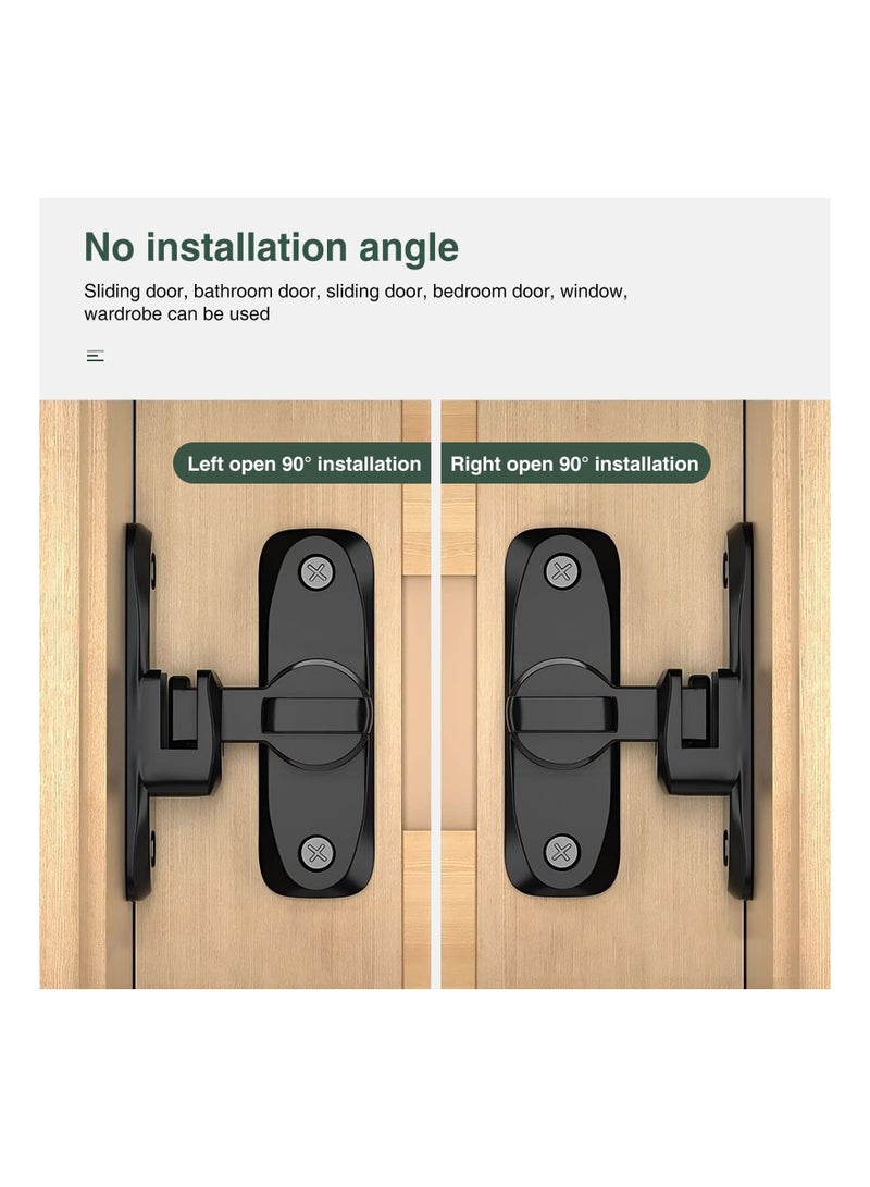 Flip Door Sliding Latch, 90 Degree Stainless Steel Latch, Safety Sliding Barn Door Lock, Latch Lock, Right Angle Curved Door, Prevent Corrosions, Barn Door Bathroom Lock, Black  - Image 5