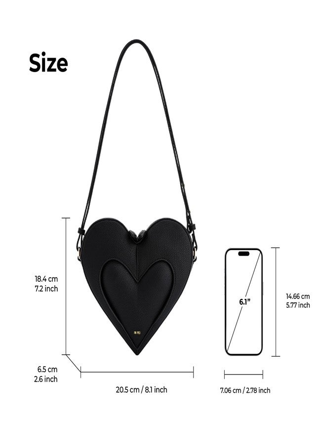 جي دبليو بي حقيبة كروسبودي نسائية من JW PEI على شكل قلب من طراز Francisca - أسود - Image 5