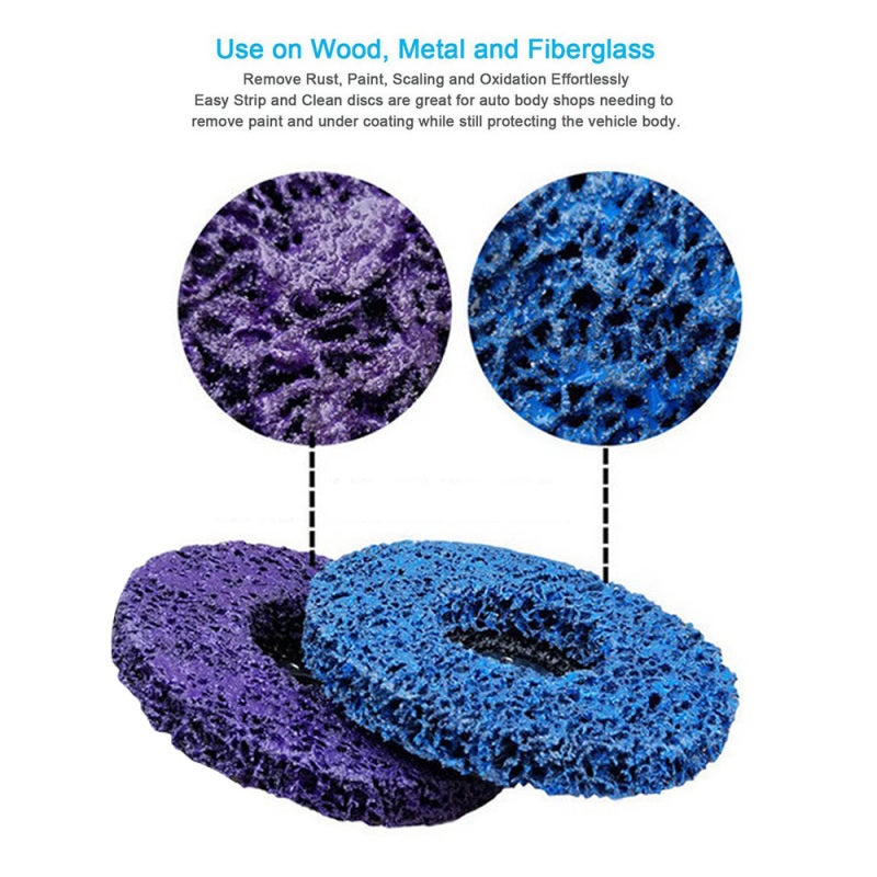Strip Disc: 4" 5Pcs Purple High Strength Wear Fiber Mesh Base - Quick Effective Paint Rust Removal Strip Wheel for Automotive Metal Wood Stone Concrete Grinding Polishing - Image 2