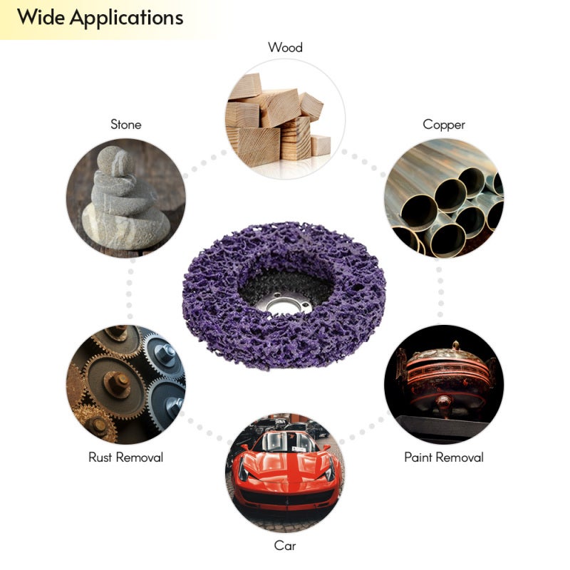 Strip Disc: 4" 5Pcs Purple High Strength Wear Fiber Mesh Base - Quick Effective Paint Rust Removal Strip Wheel for Automotive Metal Wood Stone Concrete Grinding Polishing - Image 5