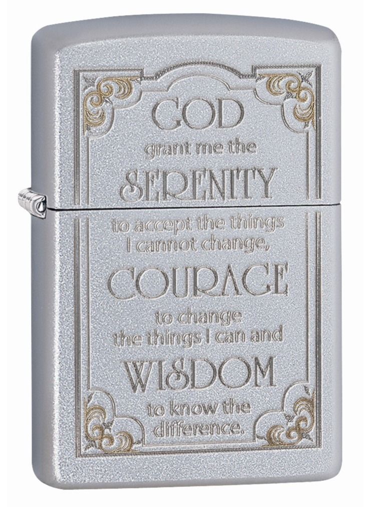 Zippo ولاعة زيبو 28458 205 Serenity Prayer Satin Chrome المقاومة للرياح - Image 1