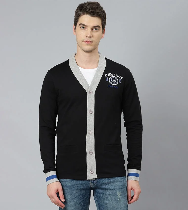 BEVERLY HILLS POLO CLUB Embroidered casual cardigan