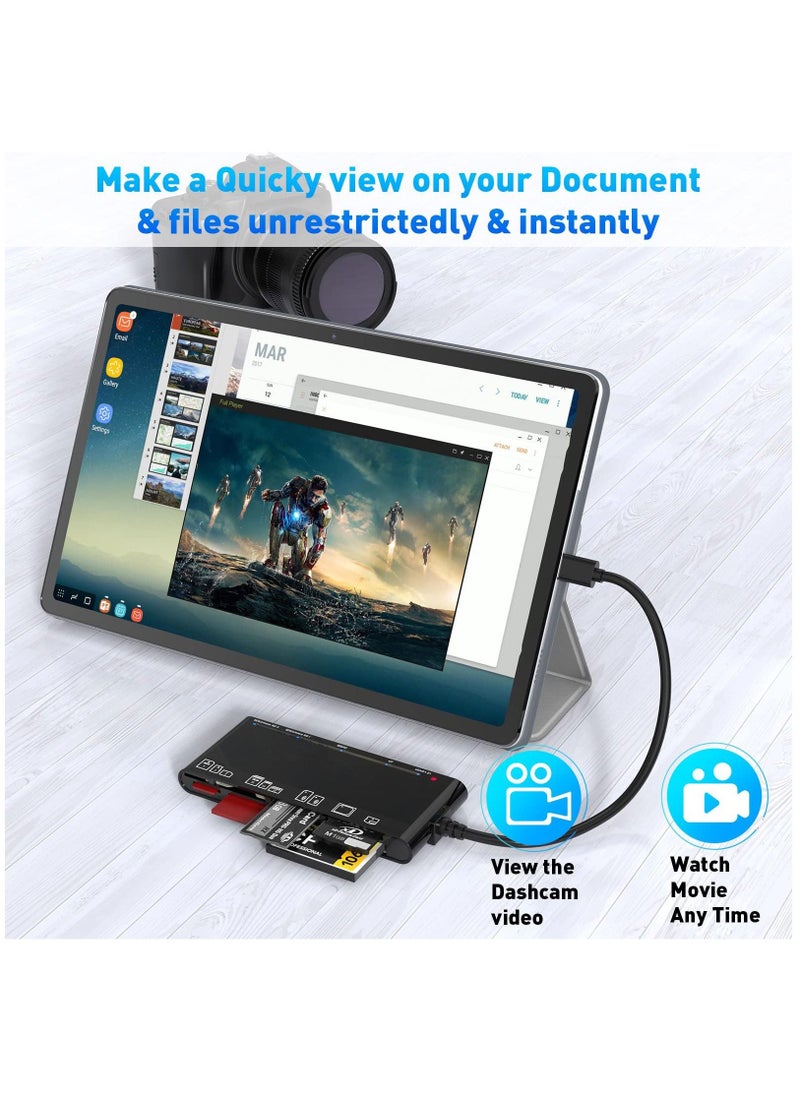 USB 3.0 Memory Card Reader Upgraded Extension 7 in 1 Multi-Card Adapter 5Gbps Read Write for SD SDXC SDHC CF CFI TF XD Micro SD Micro SDXC Micro SDHC MS MMC UHS-I Card for Windows Mac OS Linux