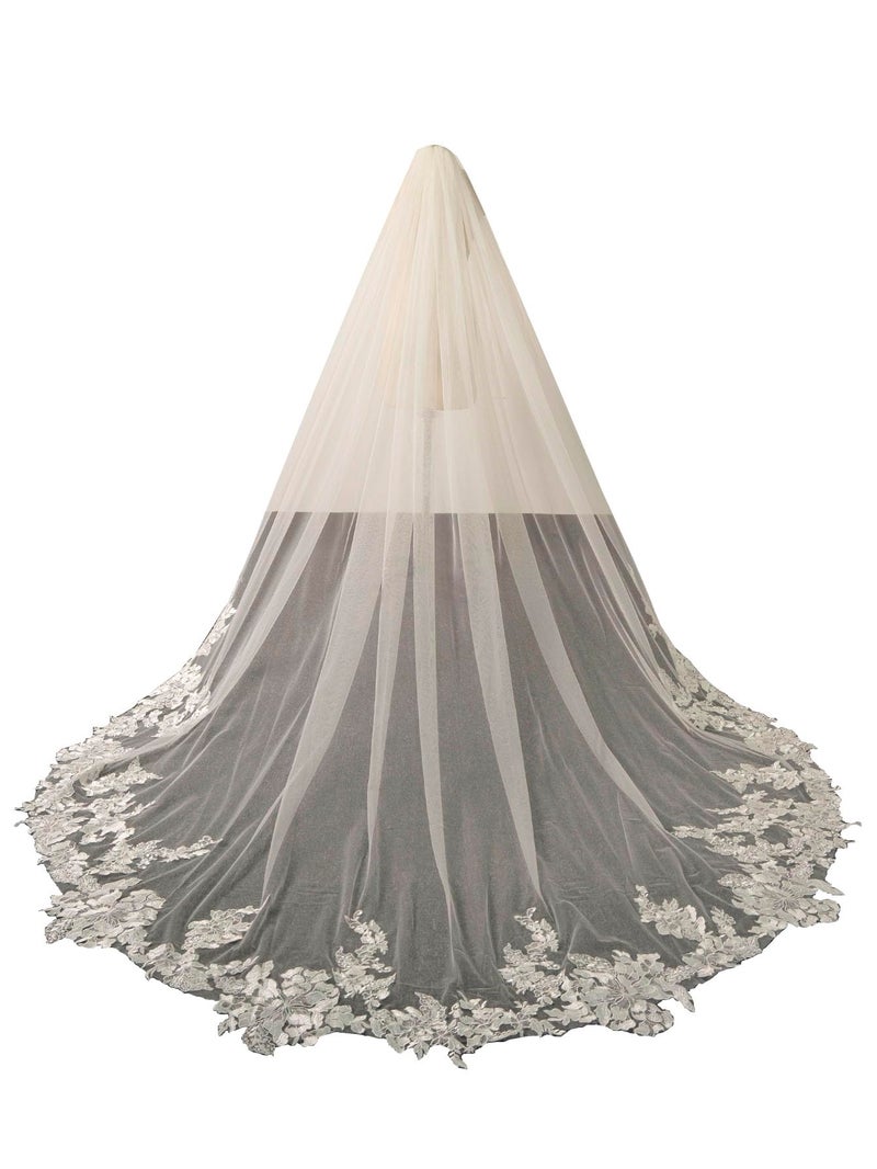 AiberLisha Cathedral Length 3M Wedding Bridal Veil With Metal Comb White - Image 1
