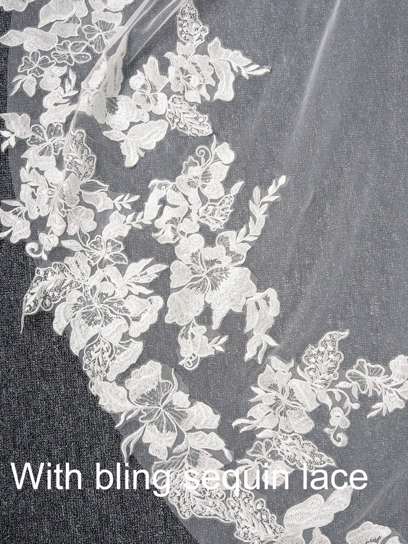 AiberLisha Cathedral Length 3M Wedding Bridal Veil With Metal Comb White - Image 4