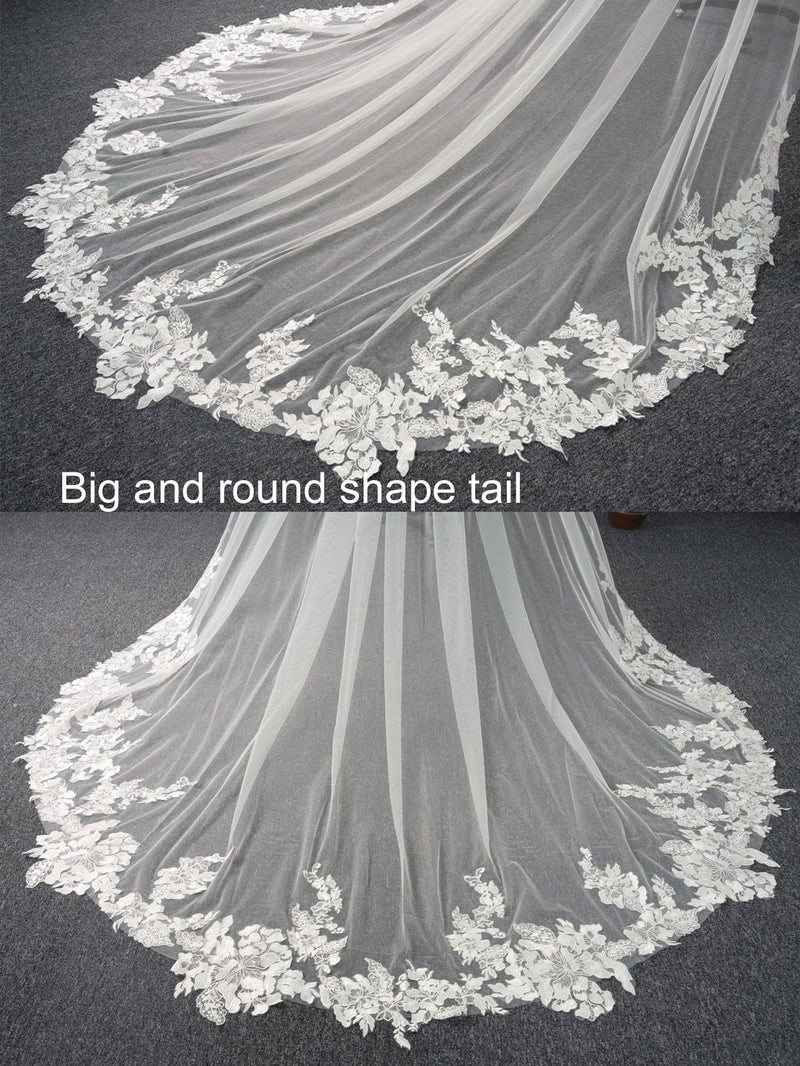 AiberLisha Cathedral Length 3M Wedding Bridal Veil With Metal Comb White - Image 3