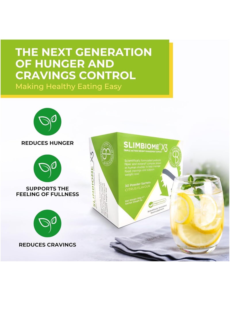 OptiBiotix SlimBiome Award Winning Vegan Prebiotic Weight Loss Supplement Supports Digestive Enzymes, Help Manage Food Cravings , Citrus Flavor 30 Sachets - Image 2
