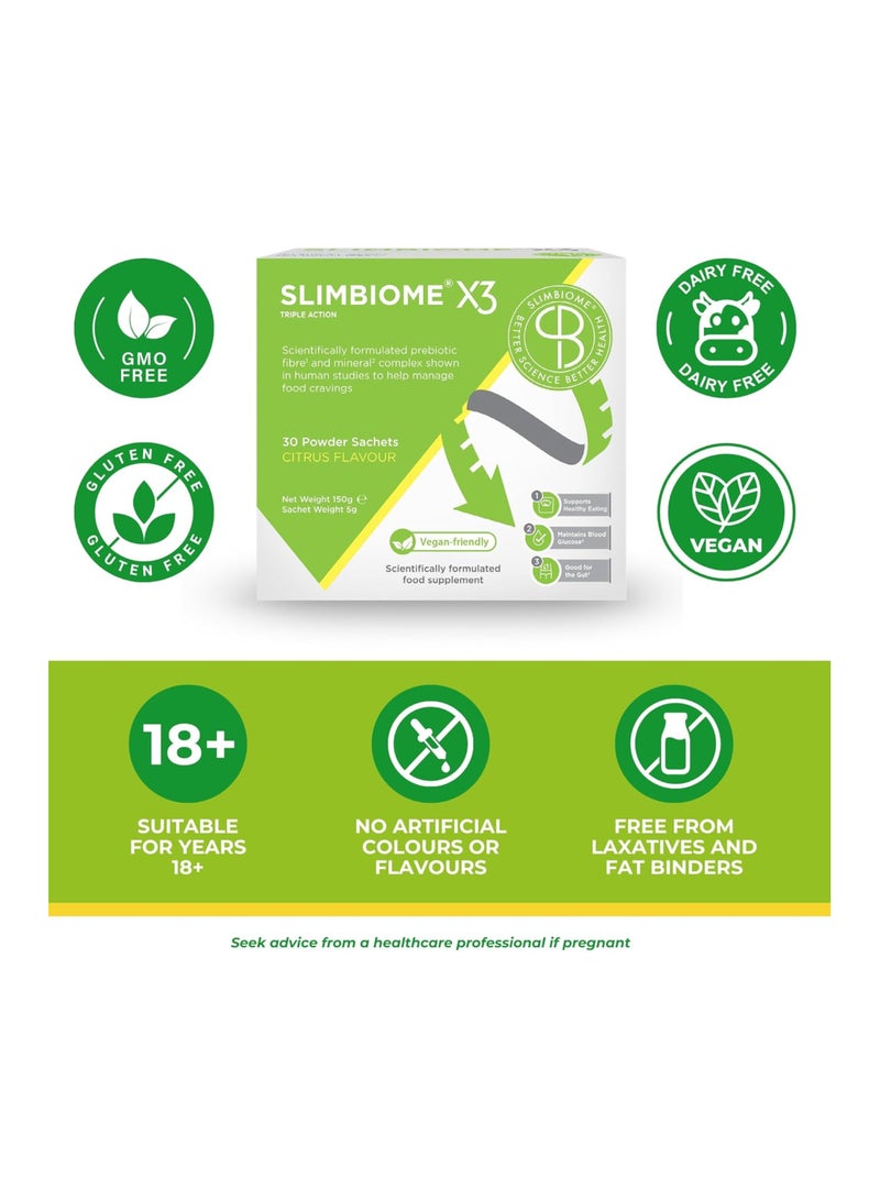 OptiBiotix SlimBiome Award Winning Vegan Prebiotic Weight Loss Supplement Supports Digestive Enzymes, Help Manage Food Cravings , Citrus Flavor 30 Sachets - Image 3