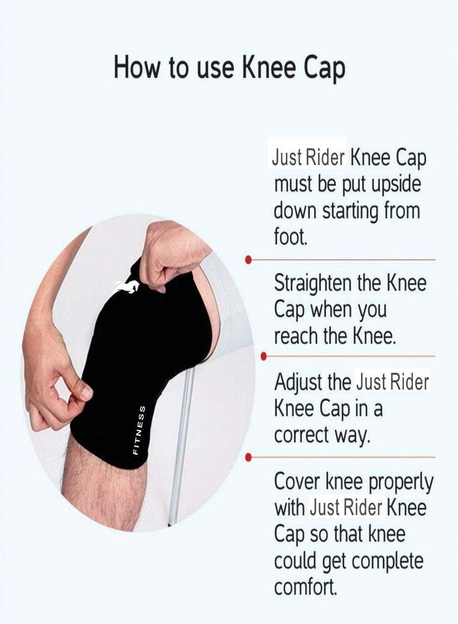 JUST RIDER كم ضاغط للركبة من جست رايدر - تصميم مانع للانزلاق لحماية الركبة من الإصابات، وتسريع التعافي، وتخفيف آلام التهاب المفاصل. واقي ركبة مقاوم للعرق مناسب للرياضة، والجري، والتمارين الرياضية، وركوب الدراجات. مناسب للرجال والنساء (مقاس متوسط). - Image 4