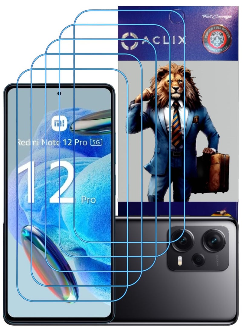 ACLIX 5 Pieces Antistatic ESD Dustproof Premium Quality High Definition Clear Tempered Glass Screen Protector Designed For Xiaomi Redmi Note 12  Pro - Image 1