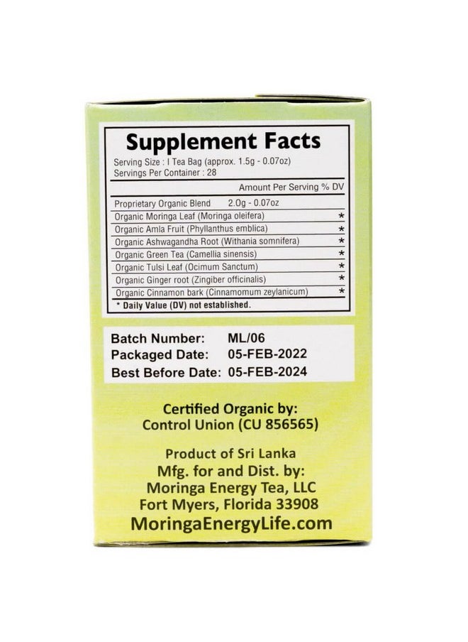 moringa energy life - Organic Moringa Immunity Health Tea (Keto Detox Paleo Vitamin & Minerals Booster Vegan Glutenfree Nongmo Caffeinefree) 28 Teas Bags - Image 1