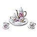 Cutemini Dollhouse Tea Cup Sets 16 Scale Miniature Porcelain Dollhouse Accessories 8PCS Flower Pattern Teapot Platter Dish Sets Dollhouse Kitchen Supplies Decoration Pink - Image 2