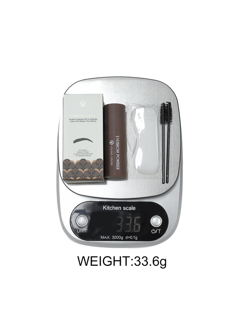 Eyebrow Stamp Shaping Kit, One Step Eyebrow Powder Stamp with 10 Reusable Eyebrow Stencils 2 Eyebrow Pen Brushes, Long Lasting Waterproof Eyebrow Makeup 3# dark brown - Image 3