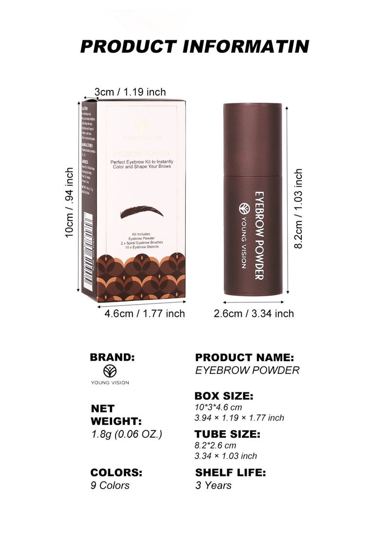 Eyebrow Stamp Shaping Kit, One Step Eyebrow Powder Stamp with 10 Reusable Eyebrow Stencils 2 Eyebrow Pen Brushes, Long Lasting Waterproof Eyebrow Makeup 3# dark brown - Image 4