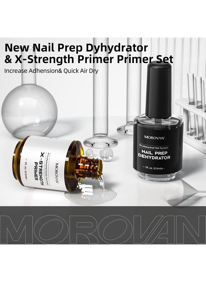 morovan Nail Primer and Dehydrator for Acrylic Nails, Professional No Burn Fast Air Dry Nail Prep Dehydrator and X-Strength Primer Superior Natural, Acrylic Powder Application (0.5Fl oz) - Image 5