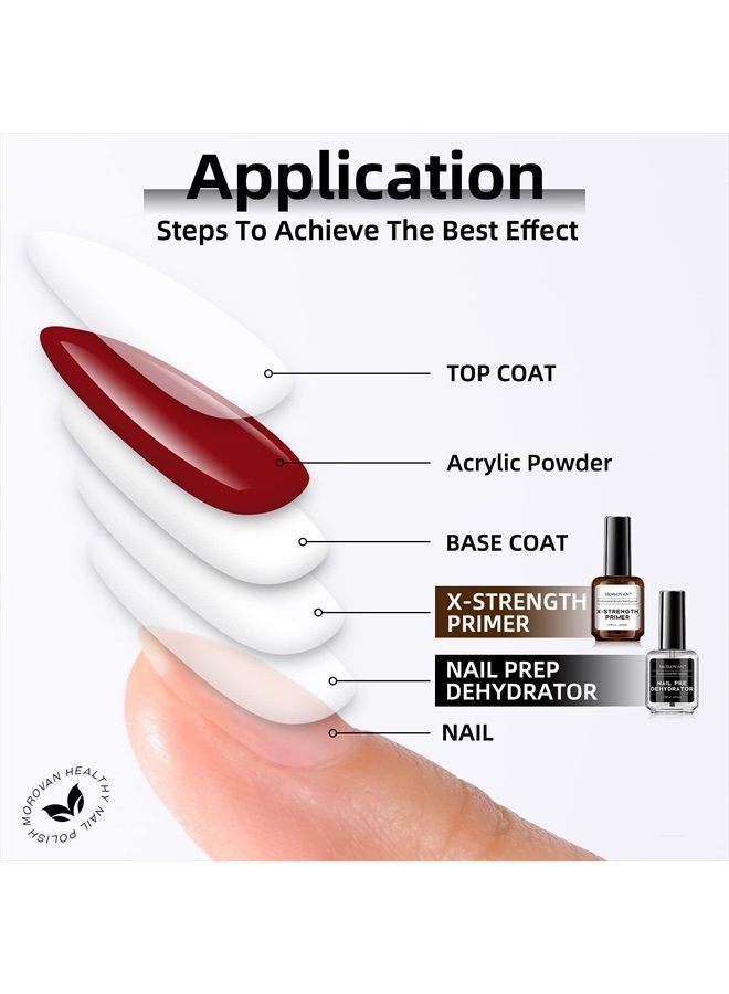 morovan Nail Primer and Dehydrator for Acrylic Nails, Professional No Burn Fast Air Dry Nail Prep Dehydrator and X-Strength Primer Superior Natural, Acrylic Powder Application (0.5Fl oz) - Image 4
