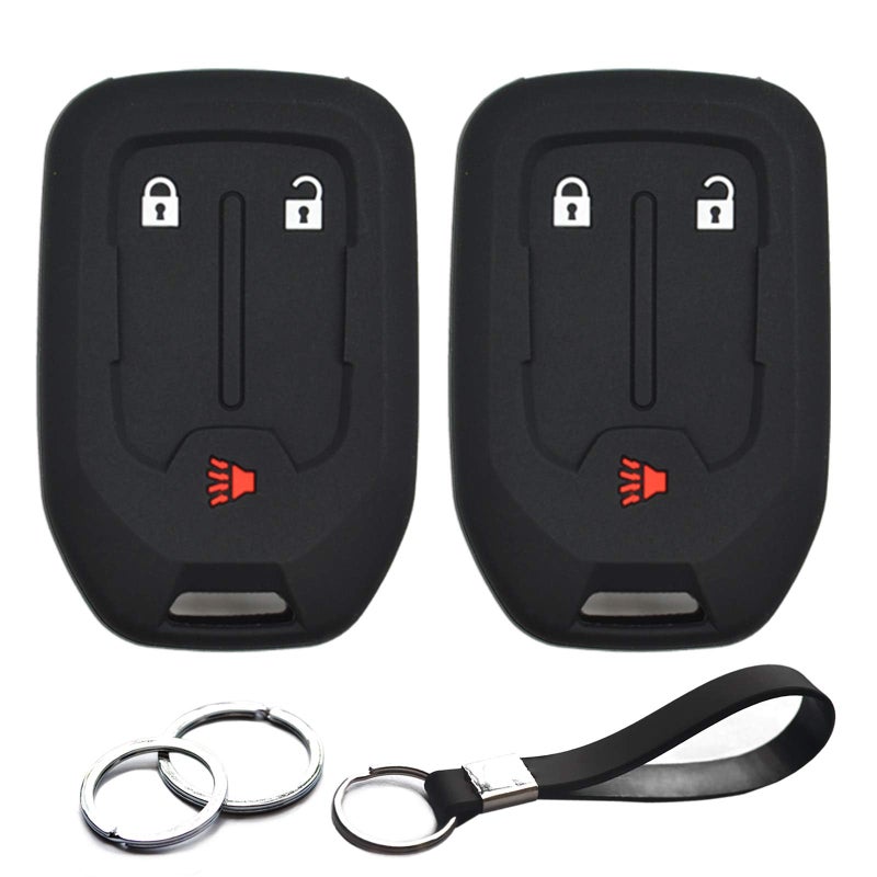 INFIPAR 2pcs Compatible with GMC Acadia Terrain Sierra 1500 2500 HD 3500 HD Key Fob Cover Case Key Chain Protector Keyless Remote Smart 3 Buttons Holder