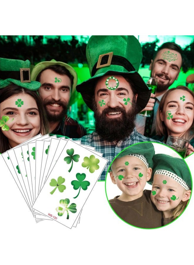 Furimuk St. Patrick'S Day Tattoos Shamrock Temporary Tattoo Sticker Waterproof Clover Lucky Tattoos for Adults Kids Saint Patricks Day Costume Party Decor Supplies on Face Body 10 Sheets. - Image 2