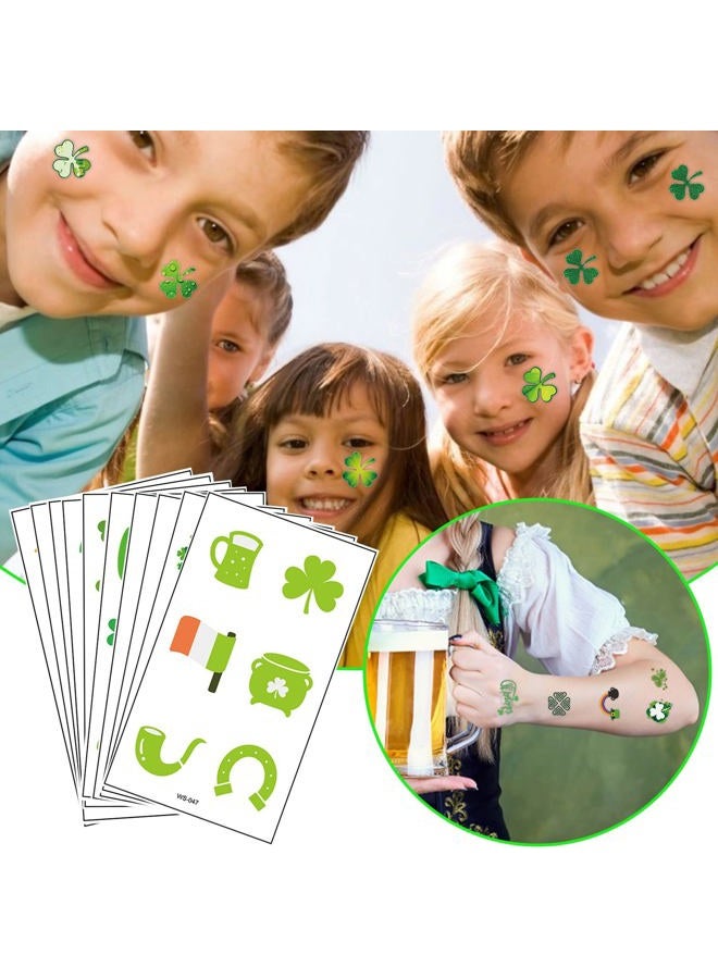 Furimuk St. Patrick'S Day Tattoos Shamrock Temporary Tattoo Sticker Waterproof Clover Lucky Tattoos for Adults Kids Saint Patricks Day Costume Party Decor Supplies on Face Body 10 Sheets. - Image 3