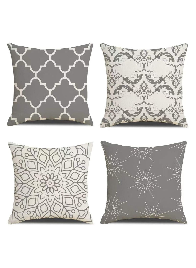 Joyelink Cushion Cover Set of 4 45 x 45 cm Farmhouse Decorative Cushion Geometric Summary Accent Cushion Covers Decorative Cushion Modern Outdoor Indoor for Sofa Chair Bedroom Office Car - Image 1