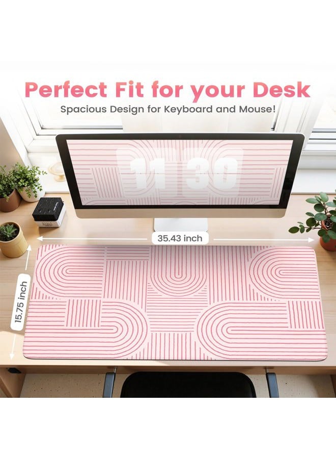 iCasso Desk Matt for Desktop, Desk Mat,Large Mouse Pad for Desk, Cute Desk Pad Mat, Anti-Slip Big Mousepad with Stitched Edges, Keyboard Pad for Computer(Pink) - Image 2