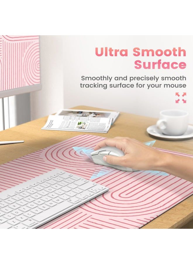iCasso Desk Matt for Desktop, Desk Mat,Large Mouse Pad for Desk, Cute Desk Pad Mat, Anti-Slip Big Mousepad with Stitched Edges, Keyboard Pad for Computer(Pink) - Image 3