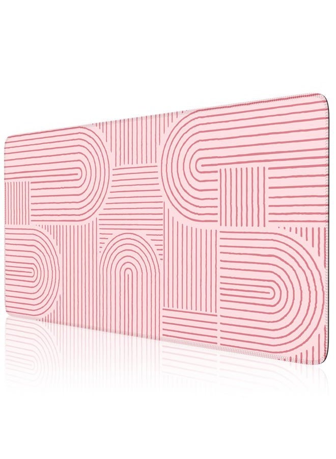 iCasso Desk Matt for Desktop, Desk Mat,Large Mouse Pad for Desk, Cute Desk Pad Mat, Anti-Slip Big Mousepad with Stitched Edges, Keyboard Pad for Computer(Pink) - Image 1