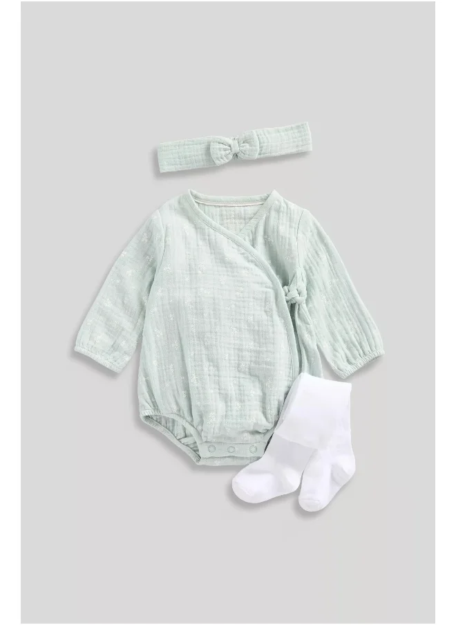 mothercare Wrap Bodysuit, Headband and Tights Set