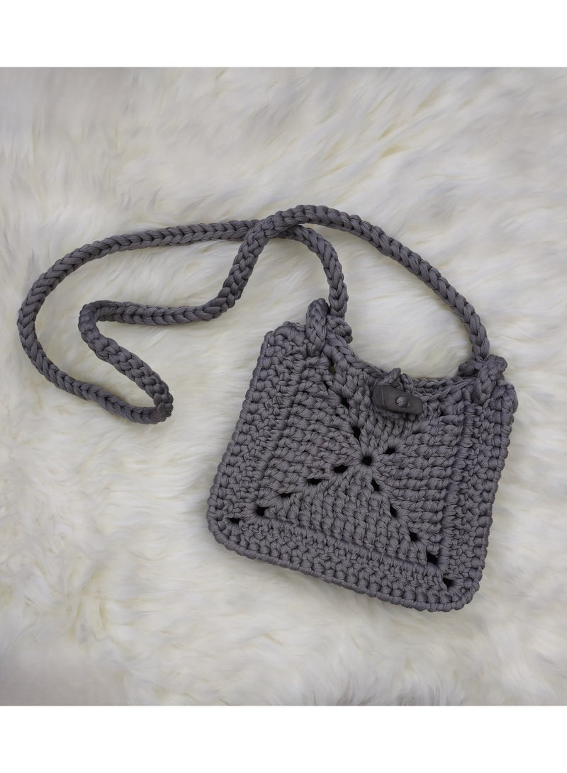 RandSac Dark Grey Cross Crochet Handbag - Image 2
