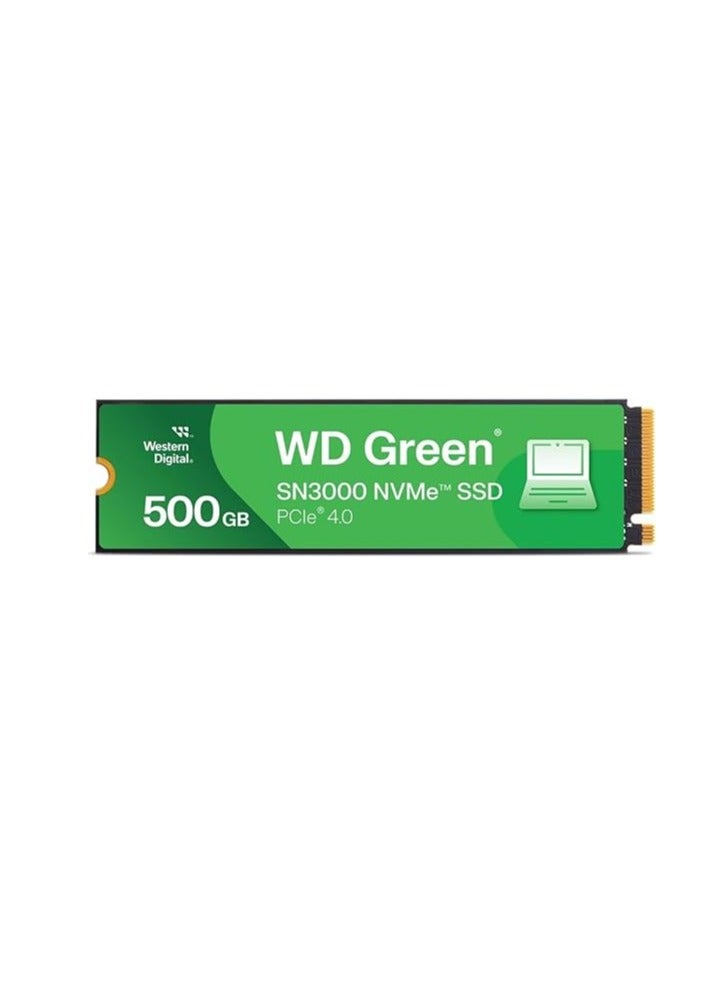 WD Western Digital 500GB WD Green SN3000 NVMe Internal SSD - Solid State Drive - Gen4 PCIe, M.2 2280, Up to 5,000 MB/s - WDS500G4G0E 500 GB - Image 1