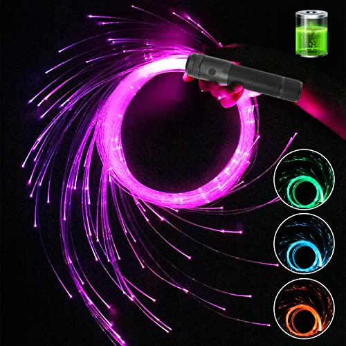 AMKI 6ft Rechargeable LED Fiber Optic Whip, 360 Swivel 36 Mode Effects Super Bright Light Up Dance Rave Toy Great for Raves Parties, Light Shows, EDM Pixel Whip Flow Lace Dance Festival - Image 1