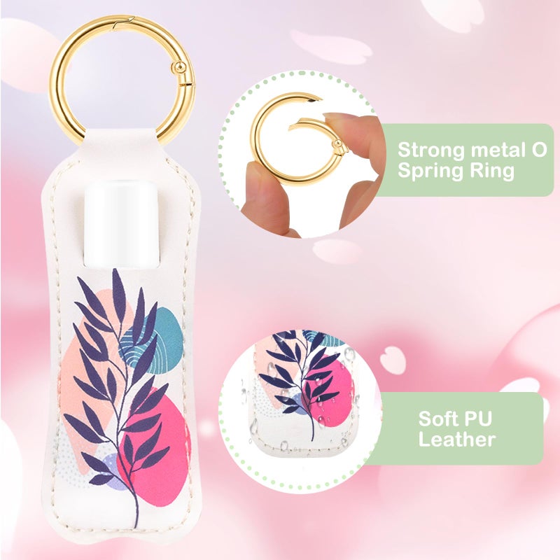 LUCKINEE 3PCS Lip Balm Holder For ChapStick Key Chain Lipstick Holder Key Chain, PU Leather Lip Balm Holder Pouch Keychain Lip Gloss Keychain With O Spring Key Chains Women Cute - Image 3