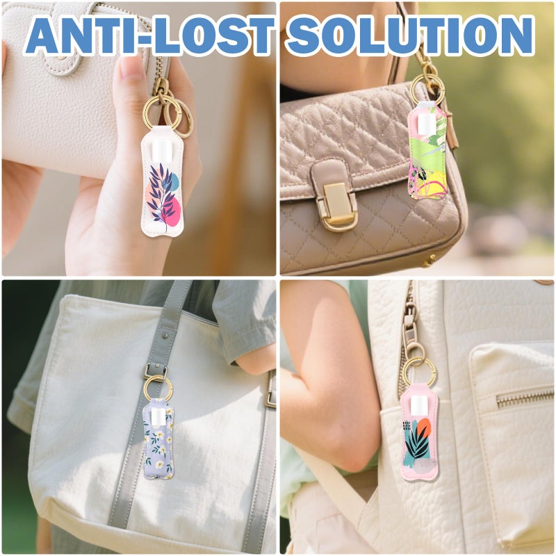 LUCKINEE 3PCS Lip Balm Holder For ChapStick Key Chain Lipstick Holder Key Chain, PU Leather Lip Balm Holder Pouch Keychain Lip Gloss Keychain With O Spring Key Chains Women Cute - Image 5