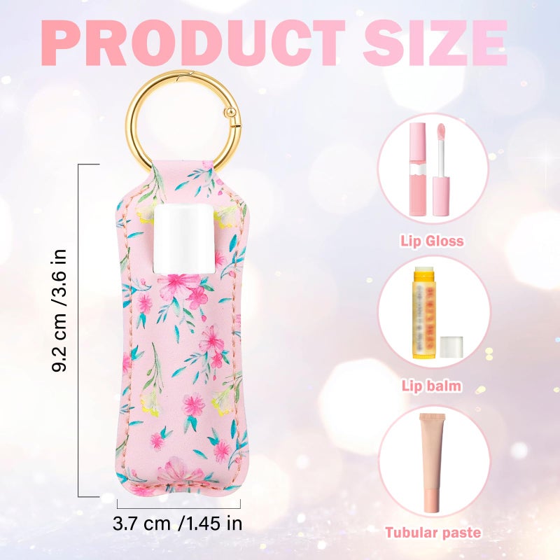 LUCKINEE 3PCS Lip Balm Holder For ChapStick Key Chain Lipstick Holder Key Chain, PU Leather Lip Balm Holder Pouch Keychain Lip Gloss Keychain With O Spring Key Chains Women Cute - Image 2